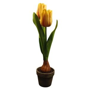 Artificial Tulips Flowers Home Office Decor Potted Fake Tulip Flowers 9.5" #87B5